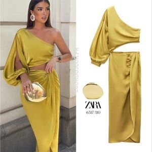 Zara Mustard Yellow asymmetrical Dress- Size L